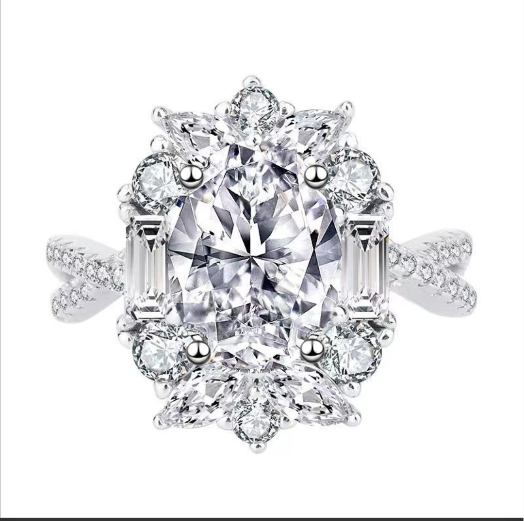 Moissanite Diamond Cluster Ring