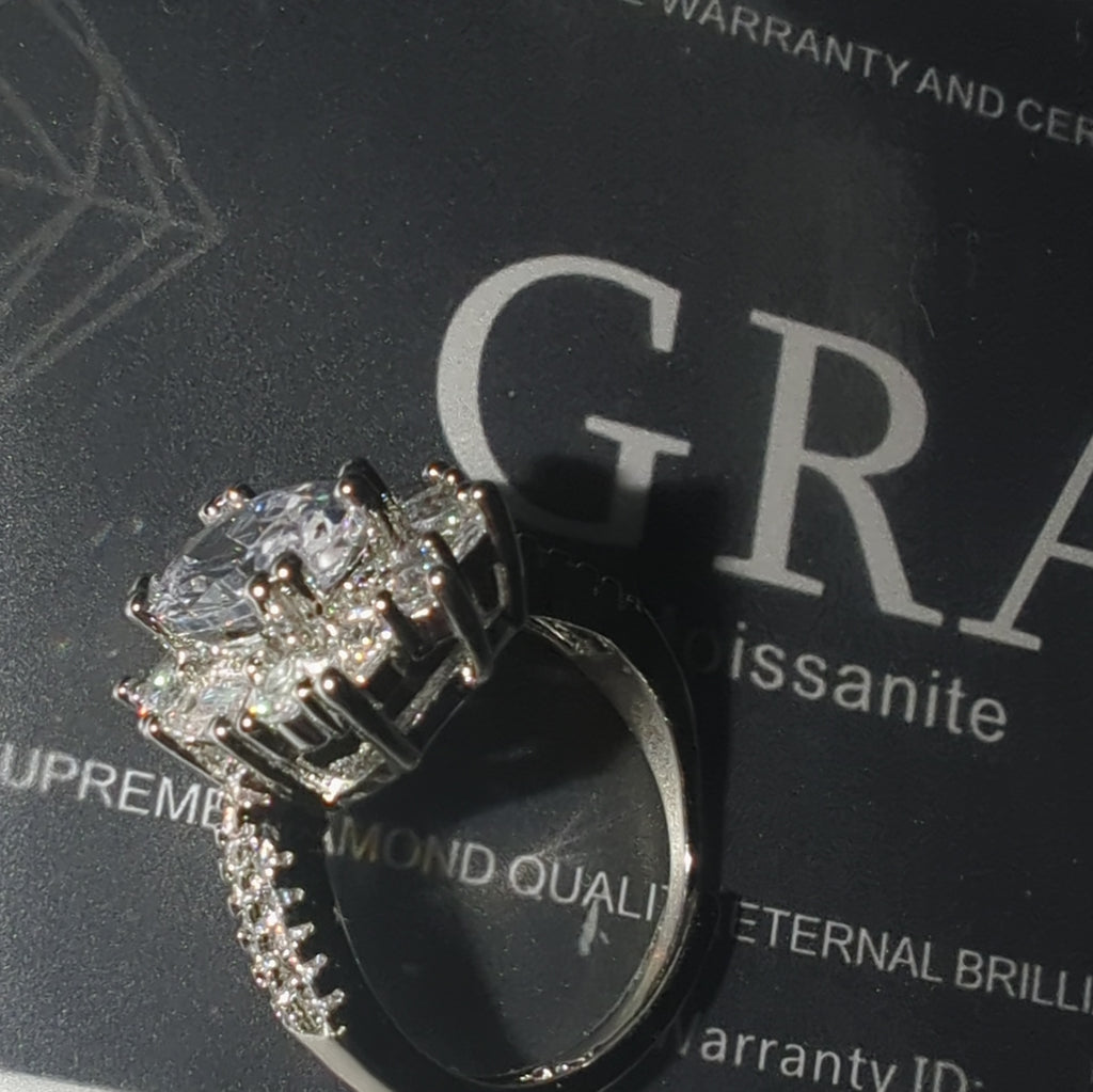 Moissanite Diamond Cluster Ring