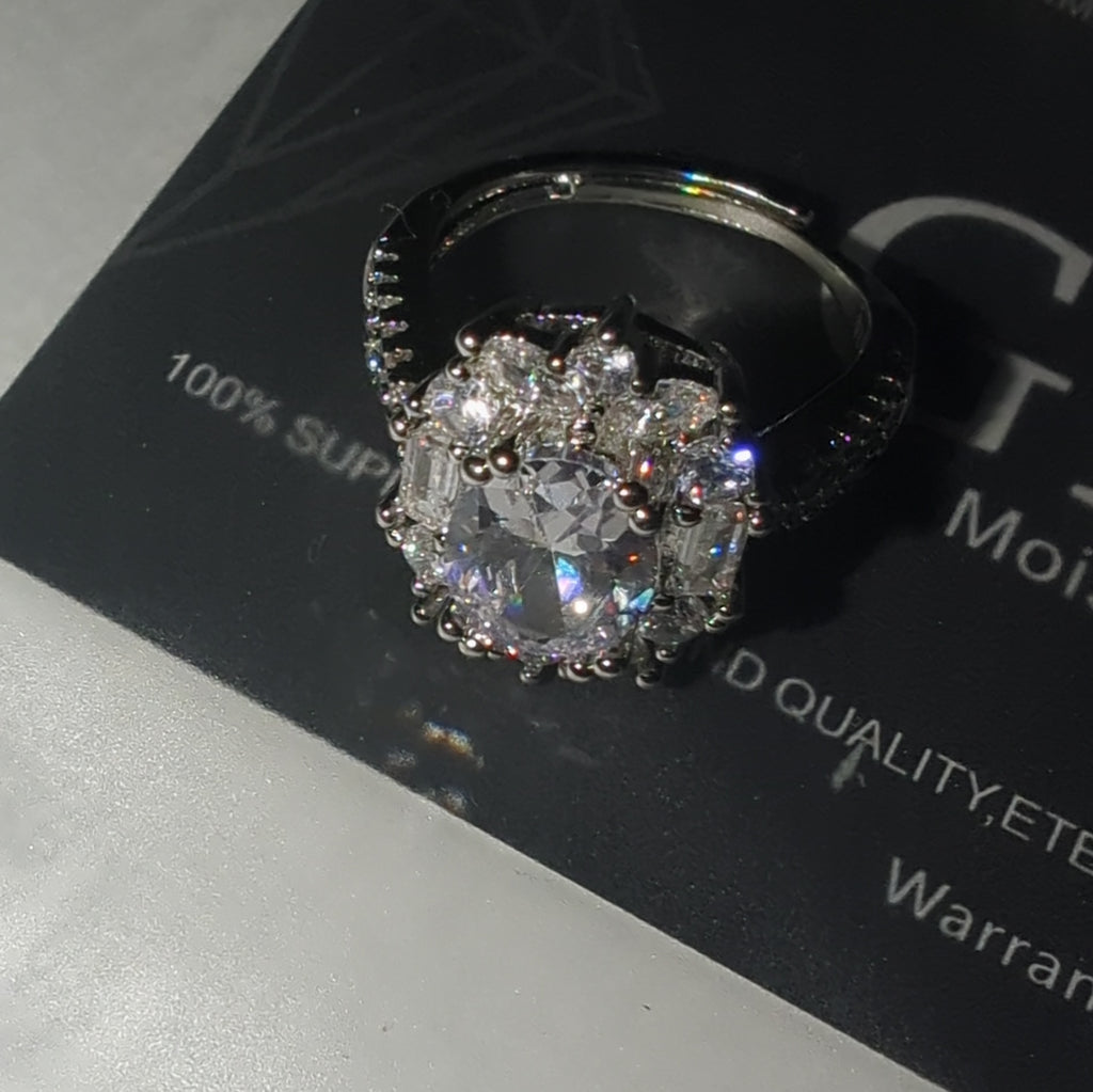 Moissanite Diamond Cluster Ring